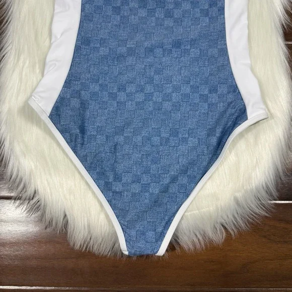 Beach Riot Women's Size XS Blue Denim Daze Harmony One Piece Swim Suit NO‎ BELT